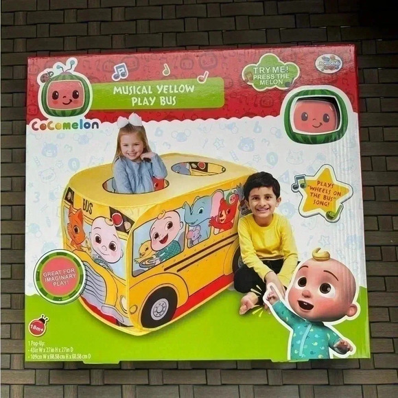 Cocomelon Musical Yellow School Bus Pop Up Tent - Sunny Days Entertainment - Picture 1 of 3